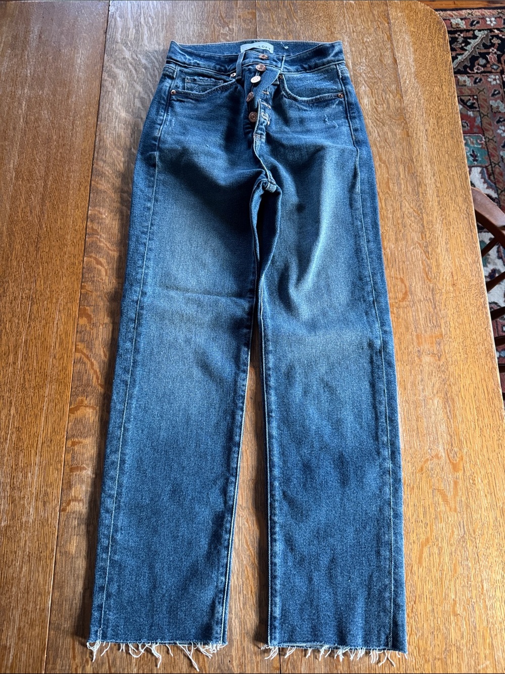 LOFT Women’s Medium Blue Straight Jeans with Raw Hem